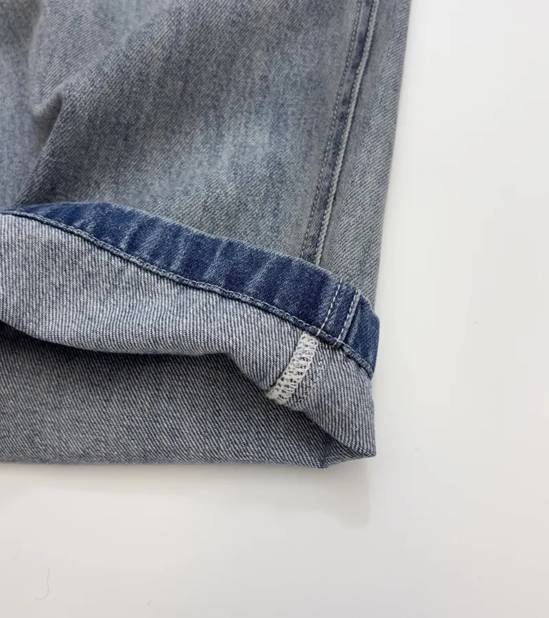 Distressed, Ripped, Loose-Fit Wide-Leg Denim Pants, Suspender Pants in Denim Blue, product view 15