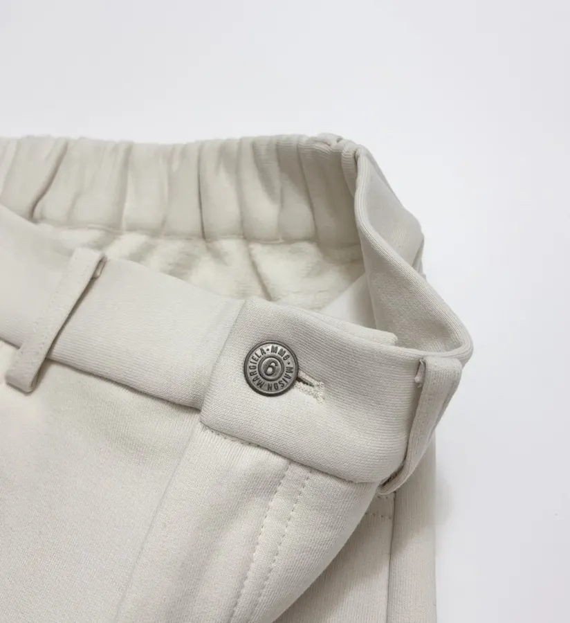 Embroidered Ivory High-Waist Wide-Leg Trousers in 奶白, product view 06