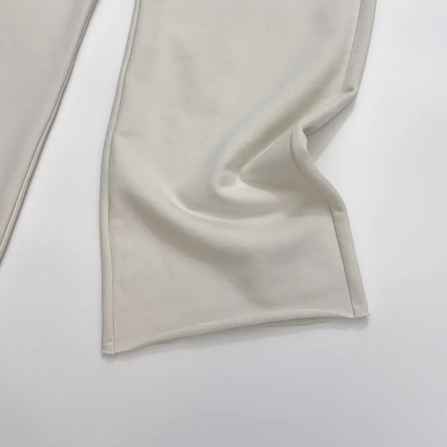 Embroidered Ivory High-Waist Wide-Leg Trousers in 奶白, product view 10