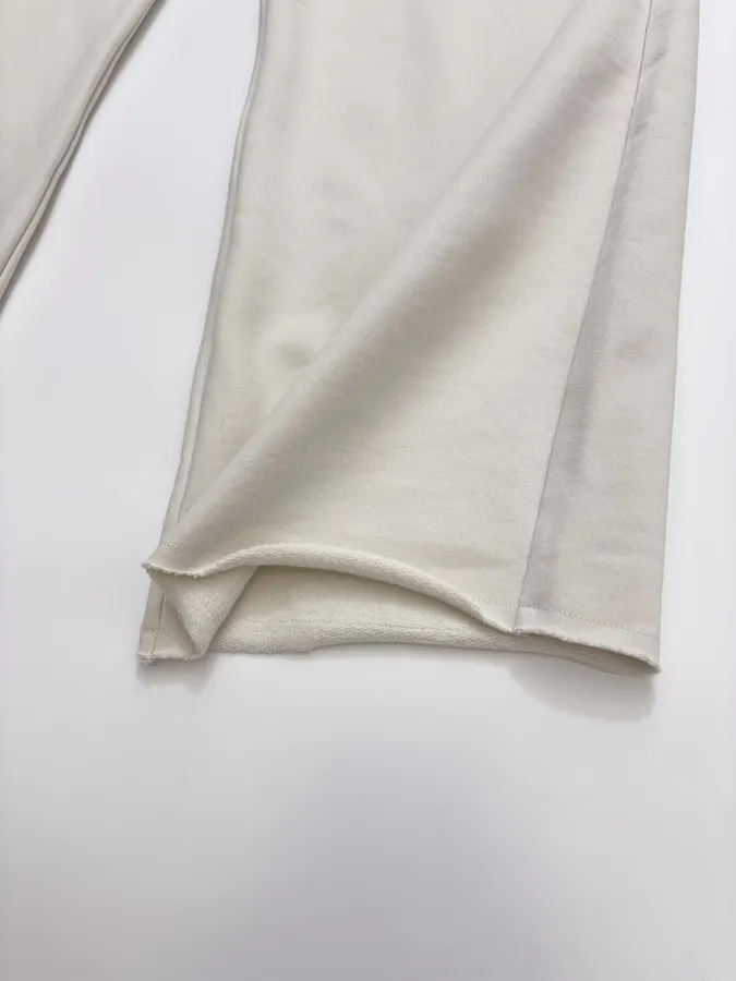 Embroidered Ivory High-Waist Wide-Leg Trousers in 奶白, product view 11