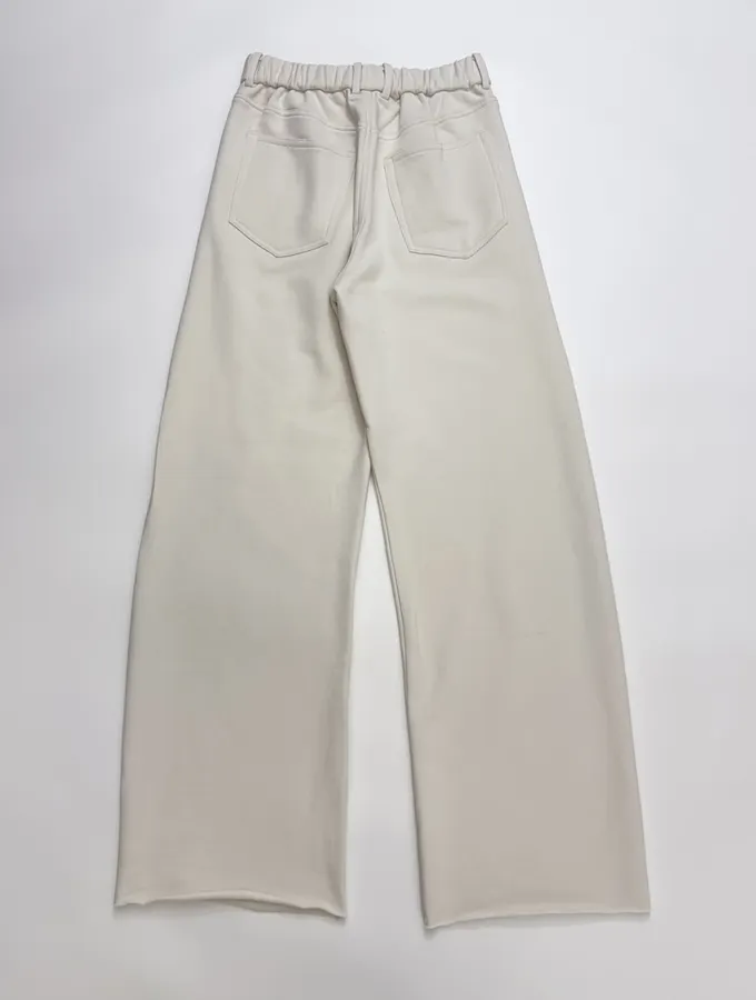 Embroidered Ivory High-Waist Wide-Leg Trousers in 奶白, product view 16