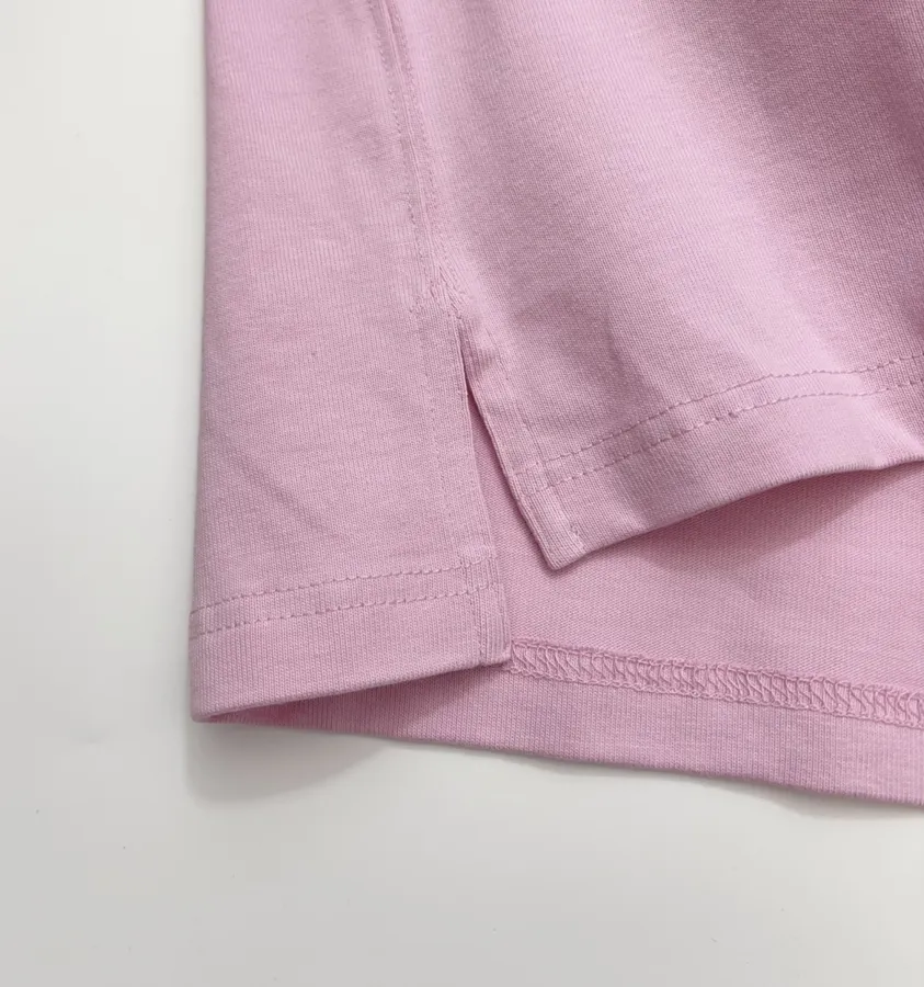 Pink Contrast-Collar Long-Sleeve Polo Sweatshirt in Pink, product view 07