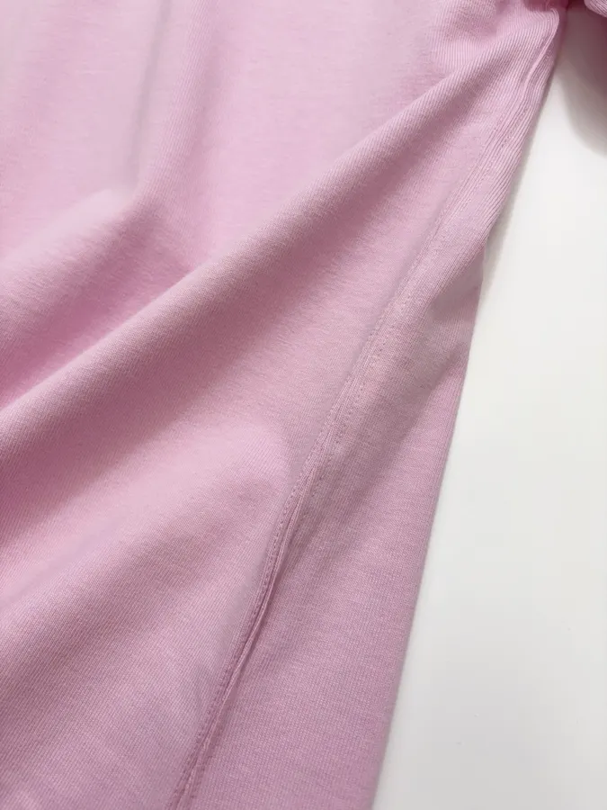Pink Contrast-Collar Long-Sleeve Polo Sweatshirt in Pink, product view 09