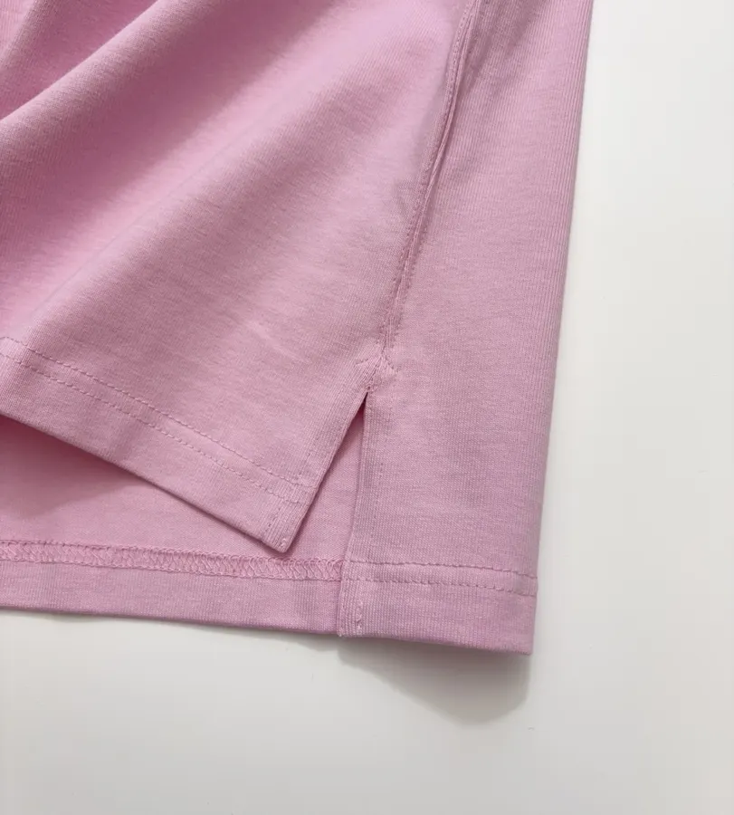 Pink Contrast-Collar Long-Sleeve Polo Sweatshirt in Pink, product view 10