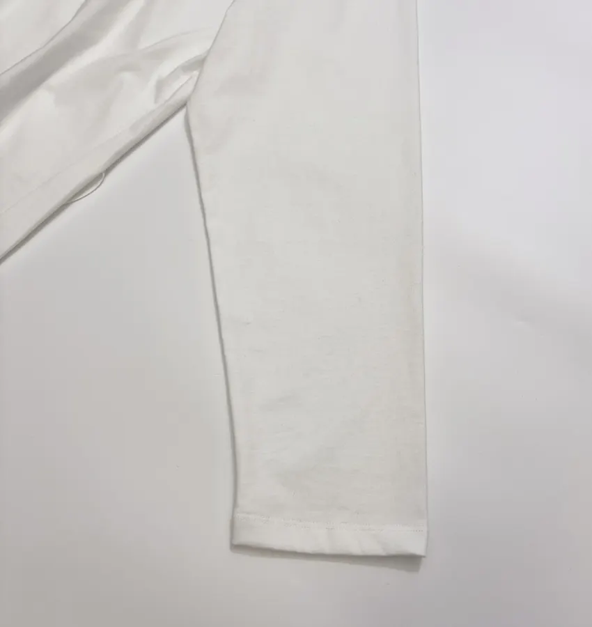 White Relaxed Crew-Neck Long-Sleeve T-Shirt in White, product view 04