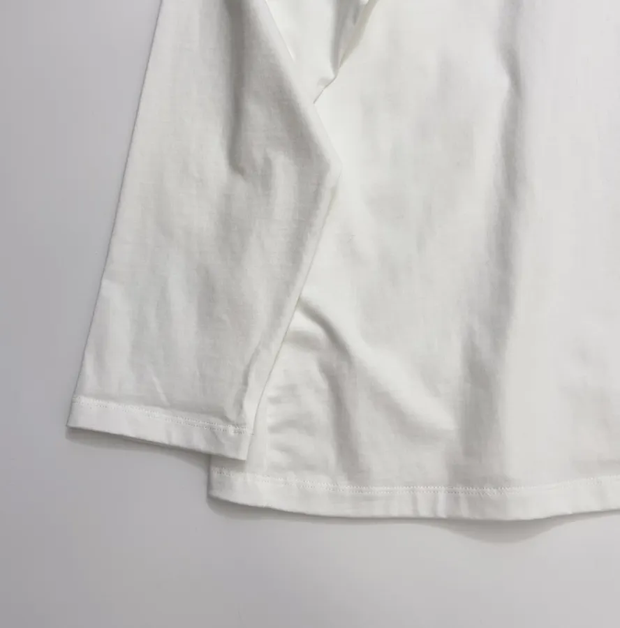 White Relaxed Crew-Neck Long-Sleeve T-Shirt in White, product view 07