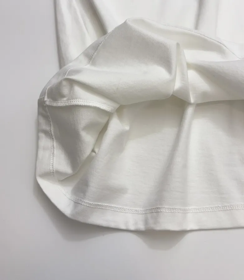 White Relaxed Crew-Neck Long-Sleeve T-Shirt in White, product view 09