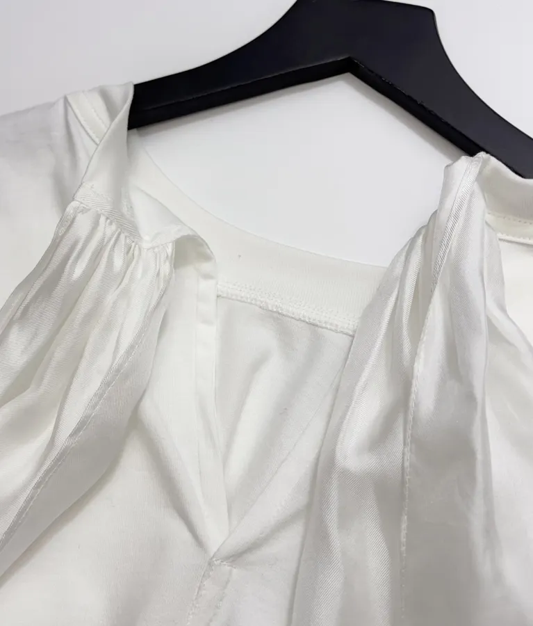 White Relaxed Crew-Neck Long-Sleeve T-Shirt in White, product view 12