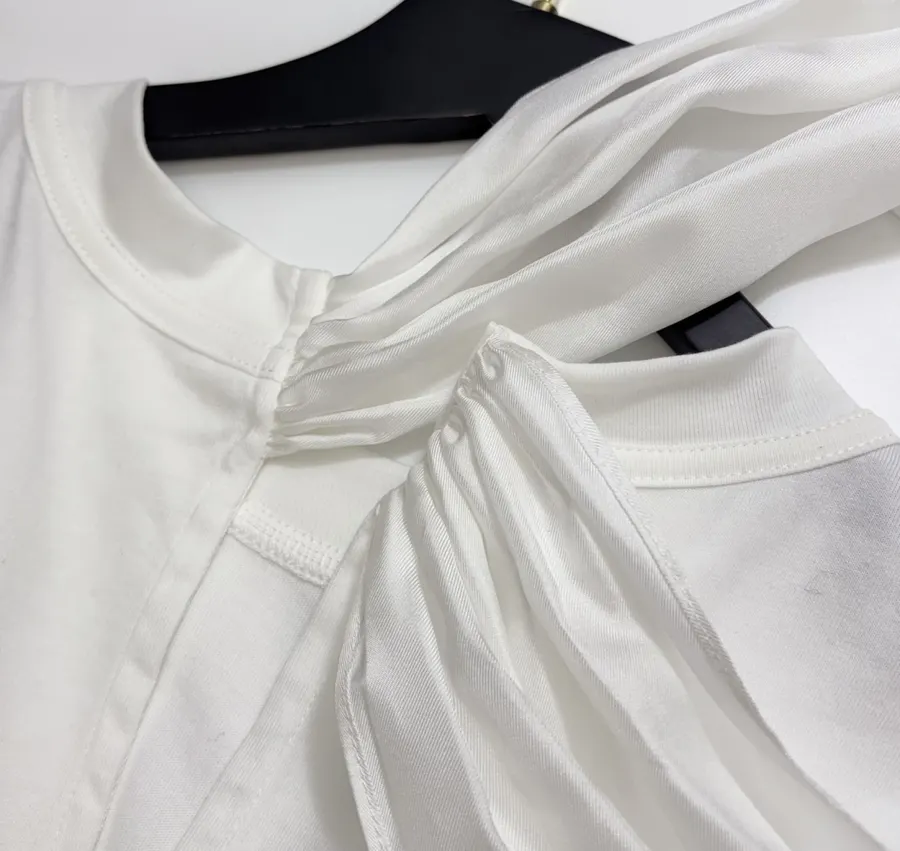 White Relaxed Crew-Neck Long-Sleeve T-Shirt in White, product view 13