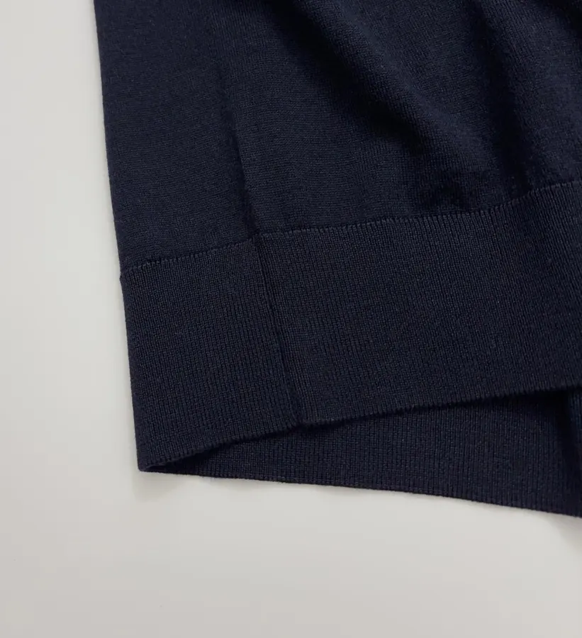 Lightweight Wool-Silk Turtleneck Knit Top in Navy, product view 08