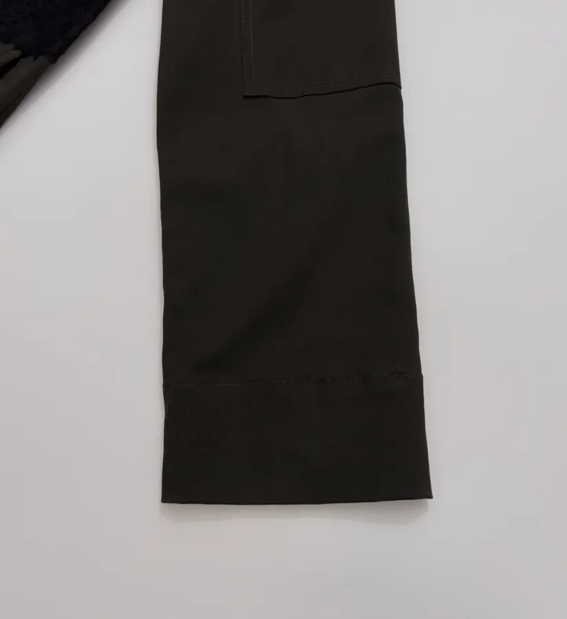 Niche Workwear-style Flap Pocket Lapel Lace-spliced Jacket Coat in Black, product view 05