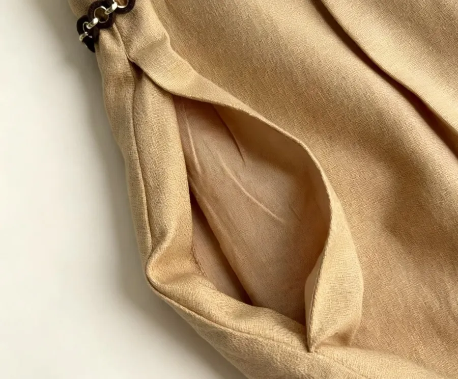 High-Waisted Flared Cotton Shorts in Beige, product view 08