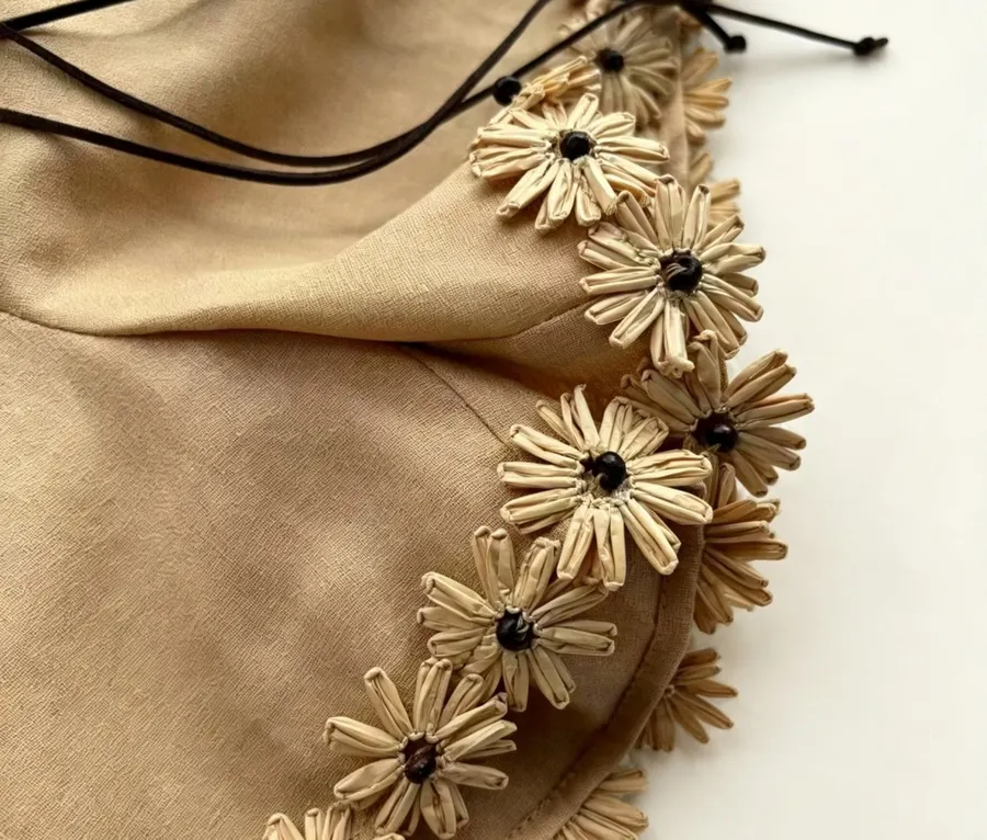 High-Waisted Flared Cotton Shorts in Beige, product view 09
