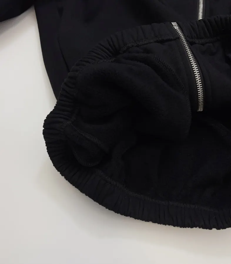 Black Hooded Loose-Fit Zip-Up Sweatshirt in Black, product view 12
