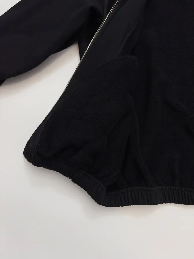Black Hooded Loose-Fit Zip-Up Sweatshirt in Black, product view 14