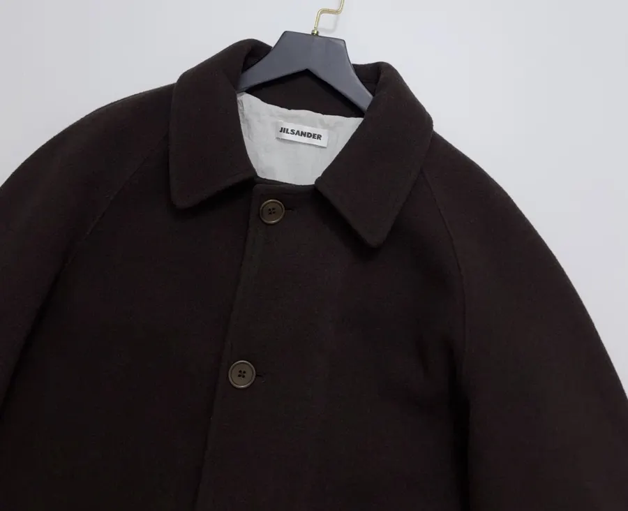 Wool Overcoat, Mid-Length Style in Dark Brown, product view 02