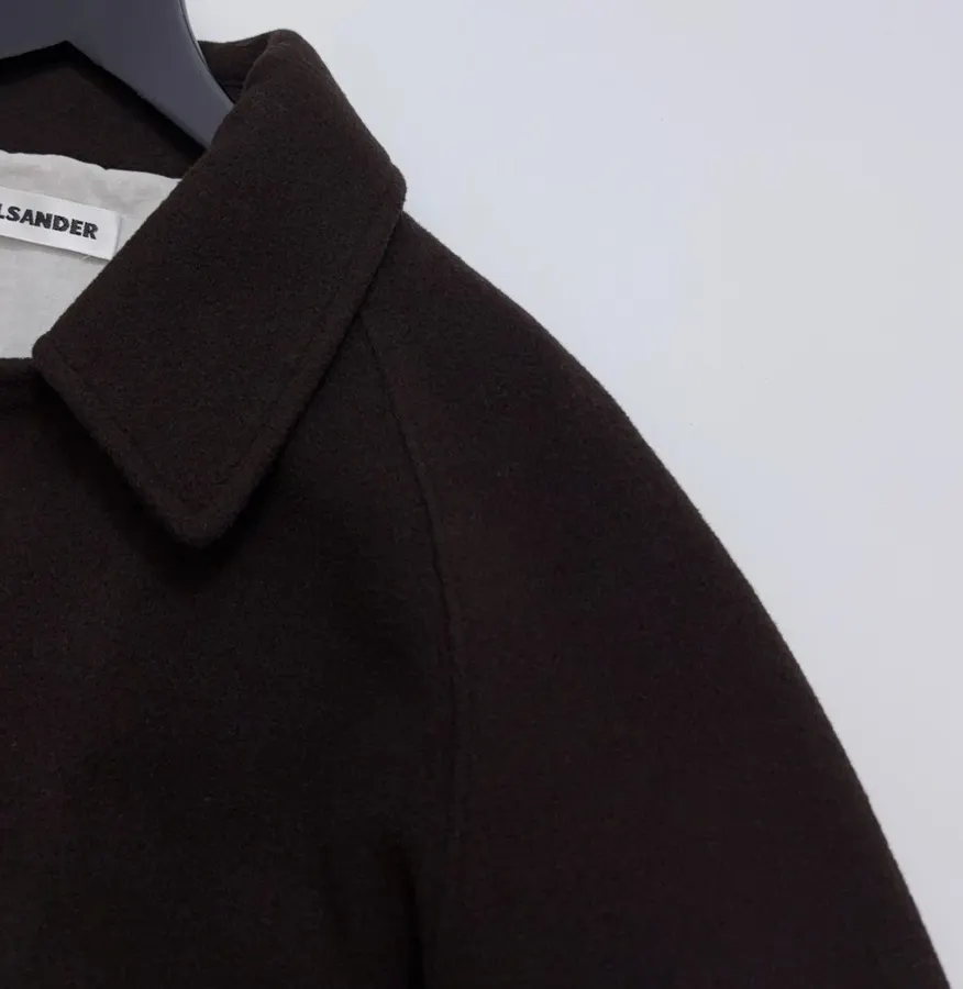 Wool Overcoat, Mid-Length Style in Dark Brown, product view 03