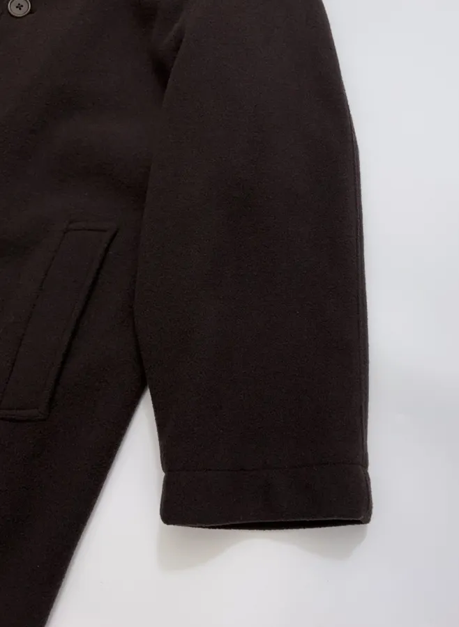 Wool Overcoat, Mid-Length Style in Dark Brown, product view 04
