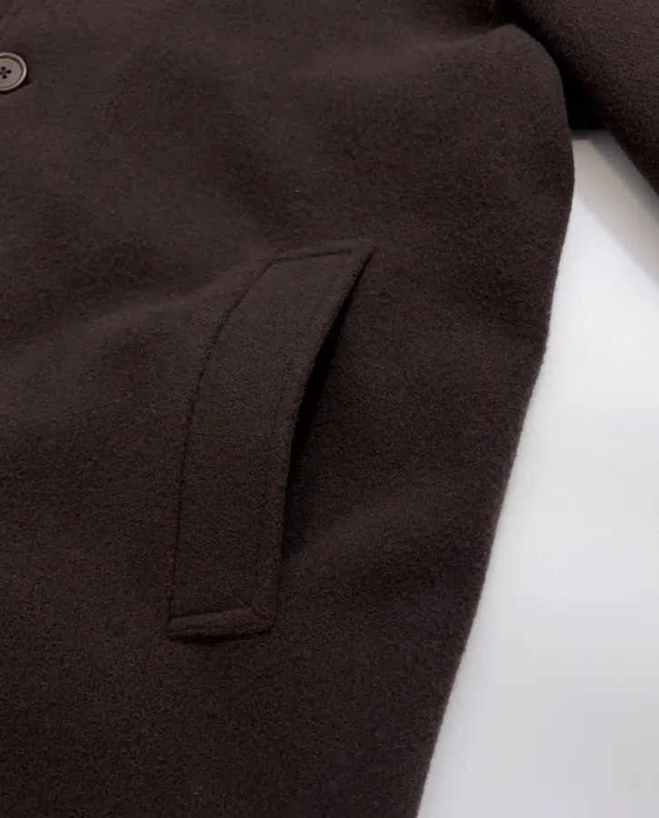 Wool Overcoat, Mid-Length Style in Dark Brown, product view 06