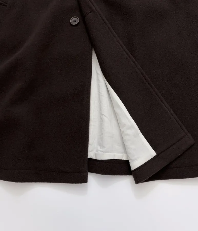 Wool Overcoat, Mid-Length Style in Dark Brown, product view 10