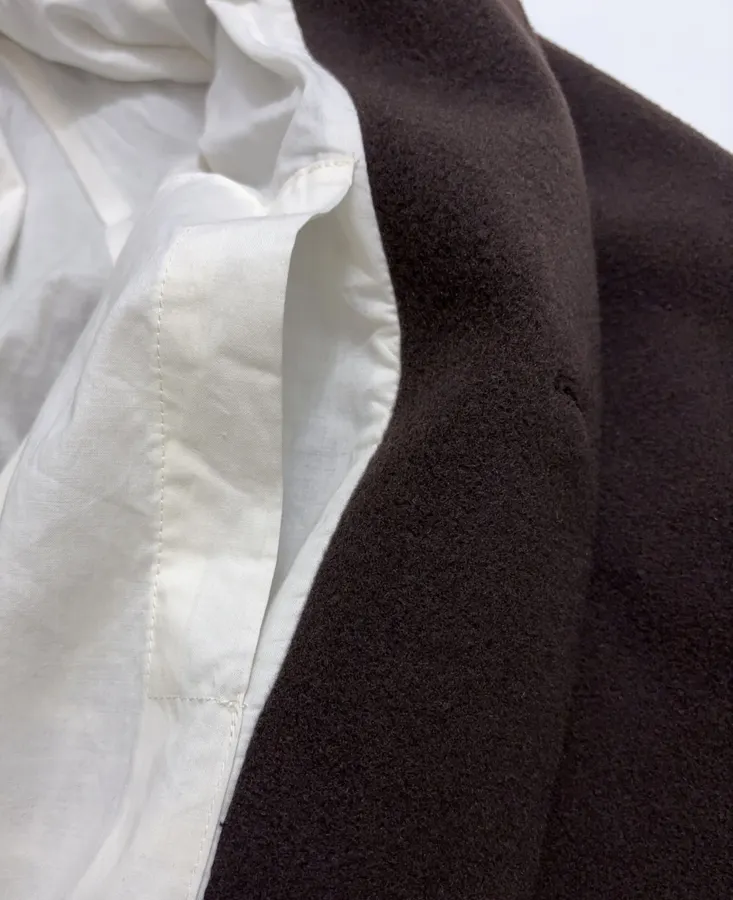 Wool Overcoat, Mid-Length Style in Dark Brown, product view 12