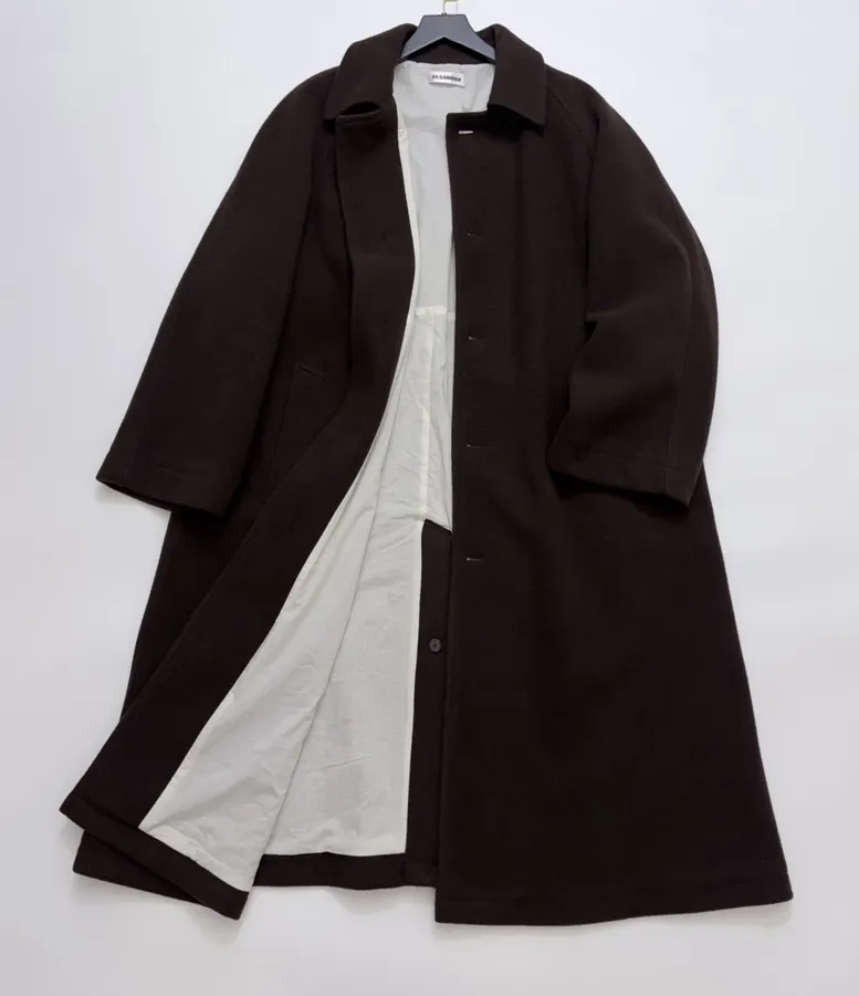Wool Overcoat, Mid-Length Style in Dark Brown, product view 13