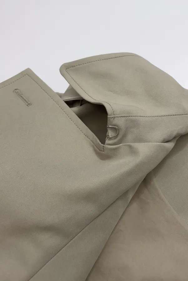 Casual Elegant Silhouette Cropped Double-Breasted Trench Coat, Khaki Color in Khaki, product view 04