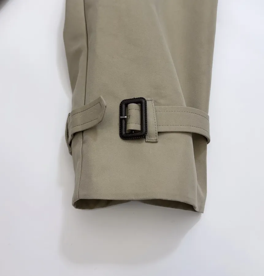 Casual Elegant Silhouette Cropped Double-Breasted Trench Coat, Khaki Color in Khaki, product view 08