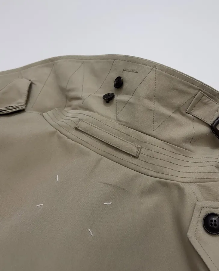 Casual Elegant Silhouette Cropped Double-Breasted Trench Coat, Khaki Color in Khaki, product view 19