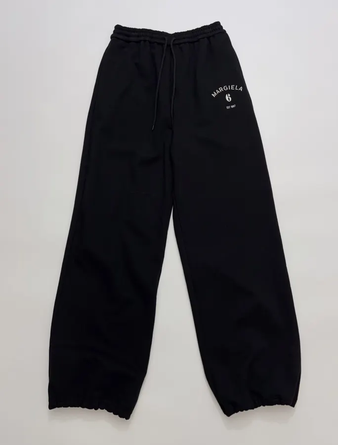 Black Graphic Pull-On Straight-Leg Trousers in Black, product view 02