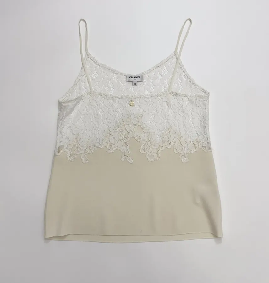 Lace-Panel Camisole in Off-White, product view 01