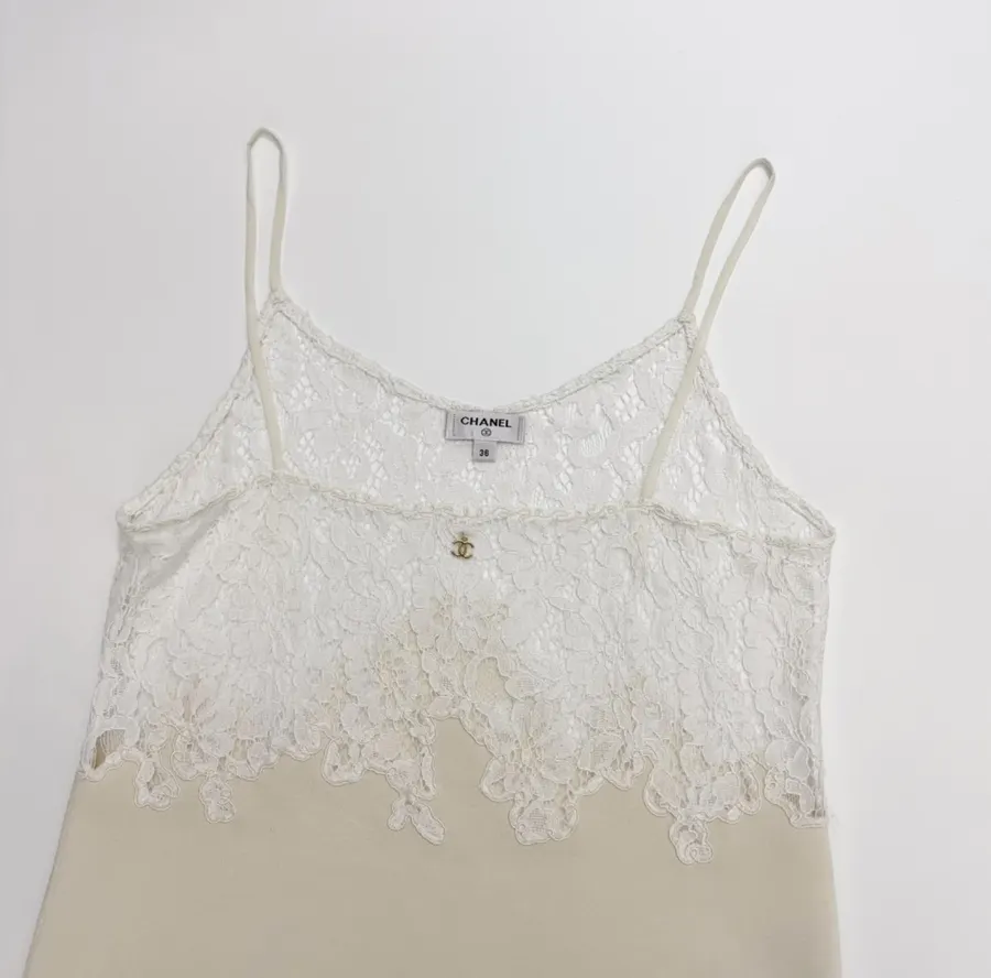 Lace-Panel Camisole in Off-White, product view 02