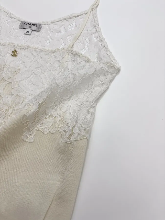 Lace-Panel Camisole in Off-White, product view 11