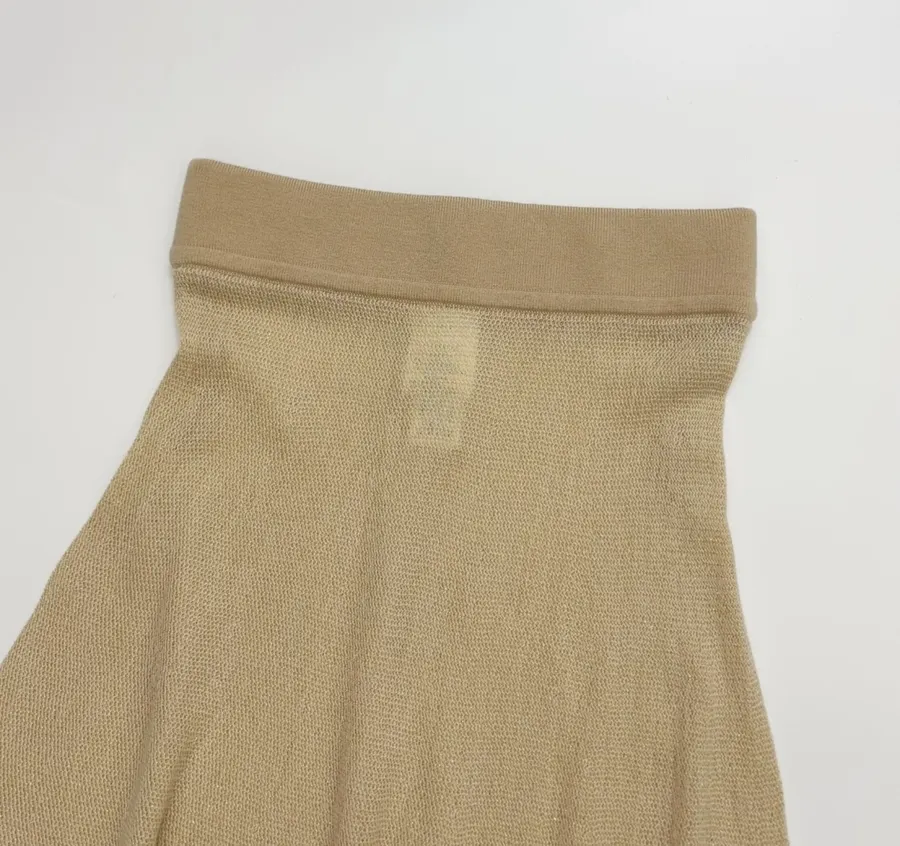 Honeycomb-Weave Cashmere Knitted Stretch Skirt, Long Length in Khaki, product view 03
