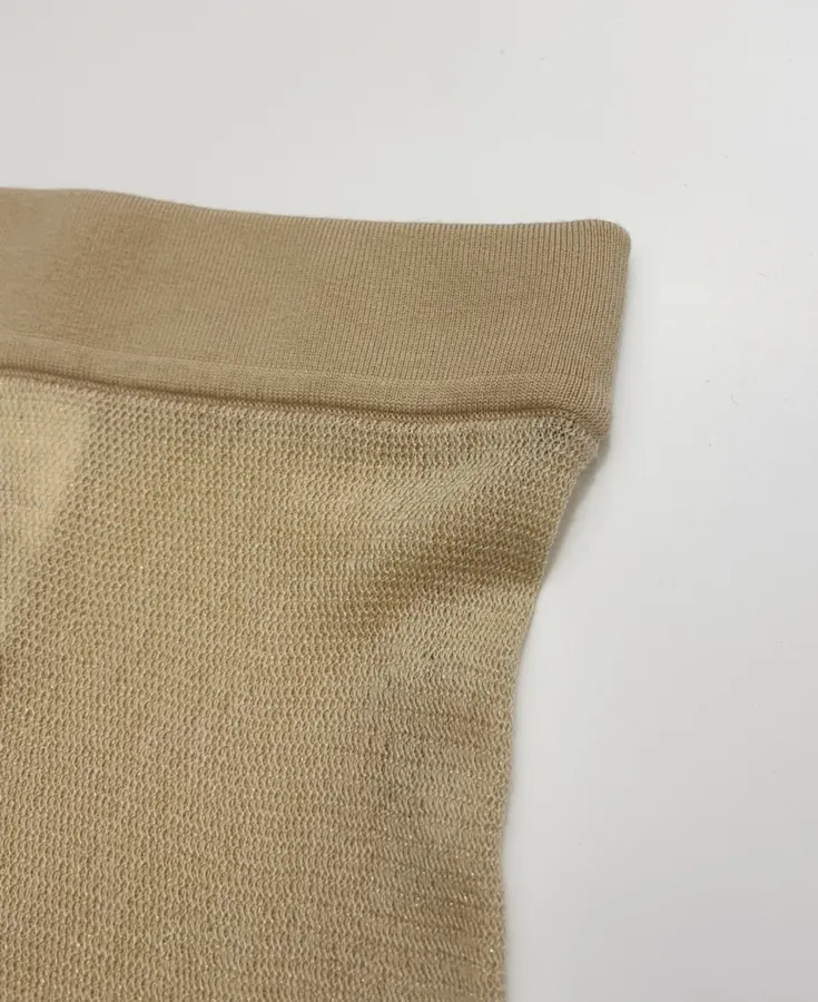 Honeycomb-Weave Cashmere Knitted Stretch Skirt, Long Length in Khaki, product view 04