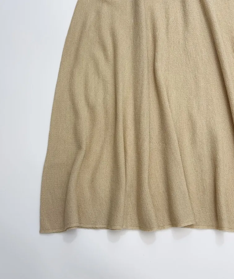 Honeycomb-Weave Cashmere Knitted Stretch Skirt, Long Length in Khaki, product view 07