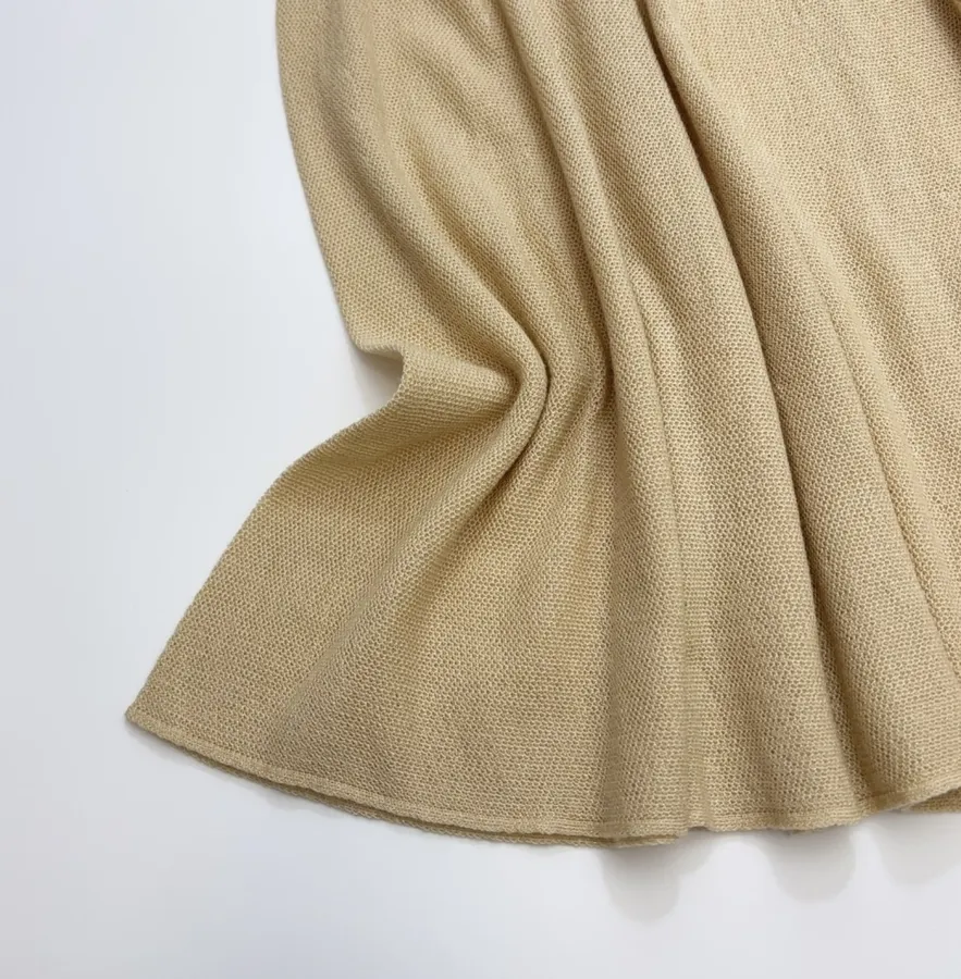 Honeycomb-Weave Cashmere Knitted Stretch Skirt, Long Length in Khaki, product view 08
