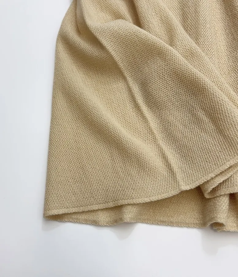 Honeycomb-Weave Cashmere Knitted Stretch Skirt, Long Length in Khaki, product view 09
