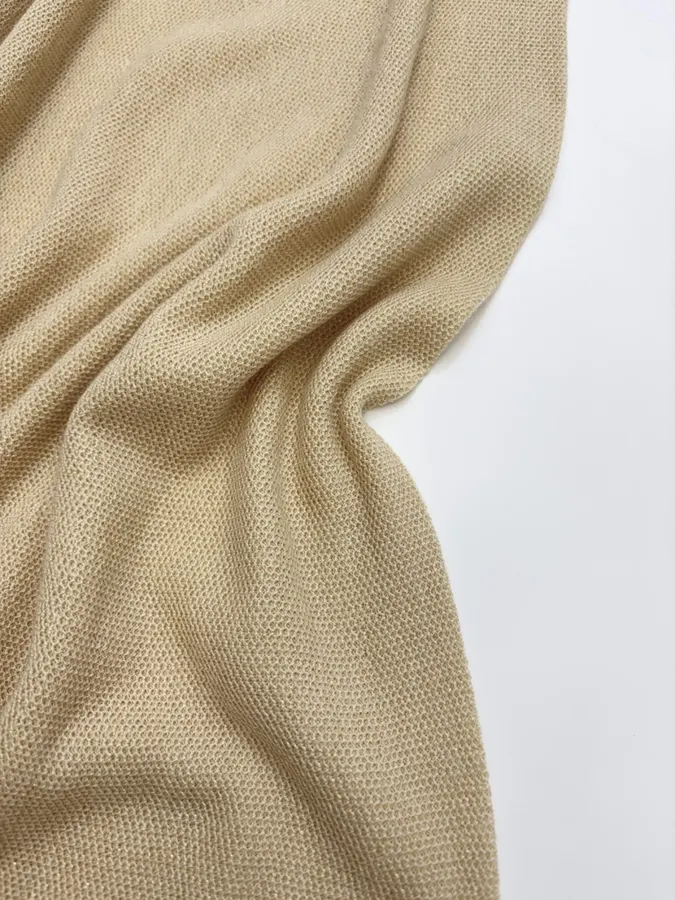 Honeycomb-Weave Cashmere Knitted Stretch Skirt, Long Length in Khaki, product view 13