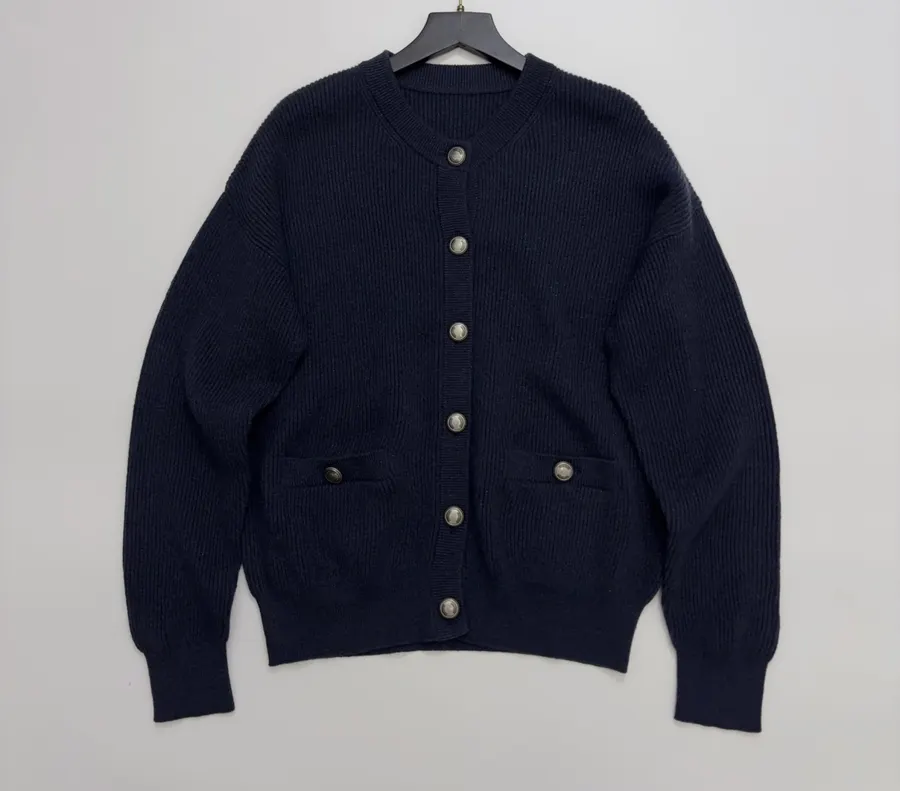 Cardigan, Bright Silk Sweater in Navy, product view 01