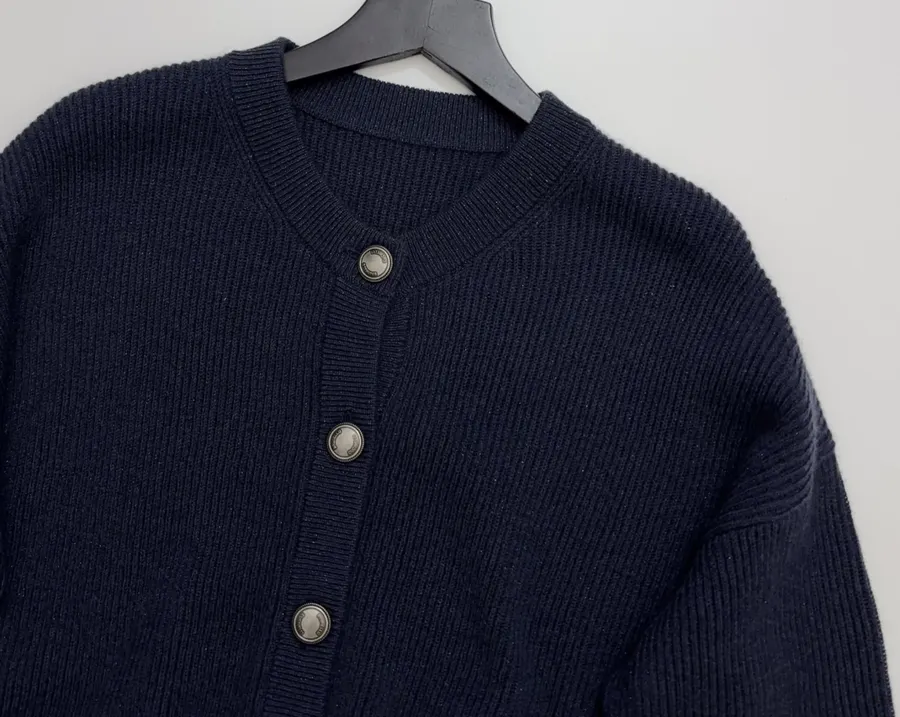 Cardigan, Bright Silk Sweater in Navy, product view 02