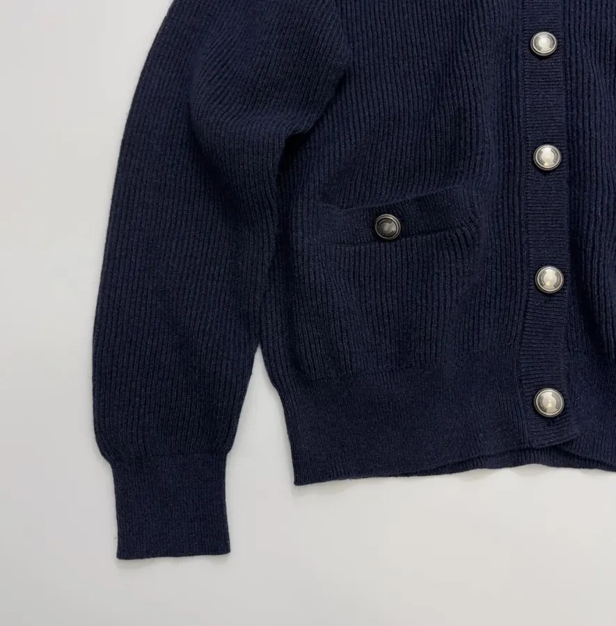 Cardigan, Bright Silk Sweater in Navy, product view 06