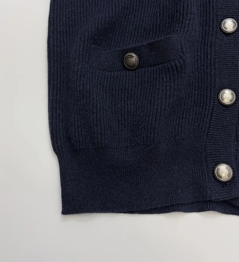 Cardigan, Bright Silk Sweater in Navy, product view 07