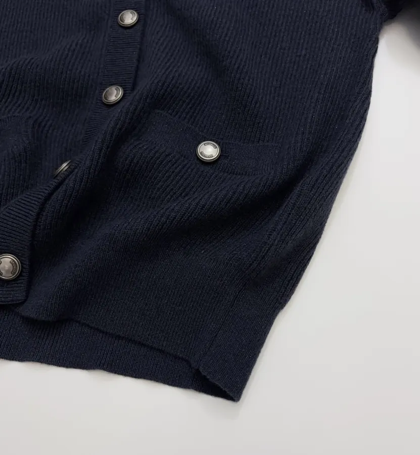 Cardigan, Bright Silk Sweater in Navy, product view 10
