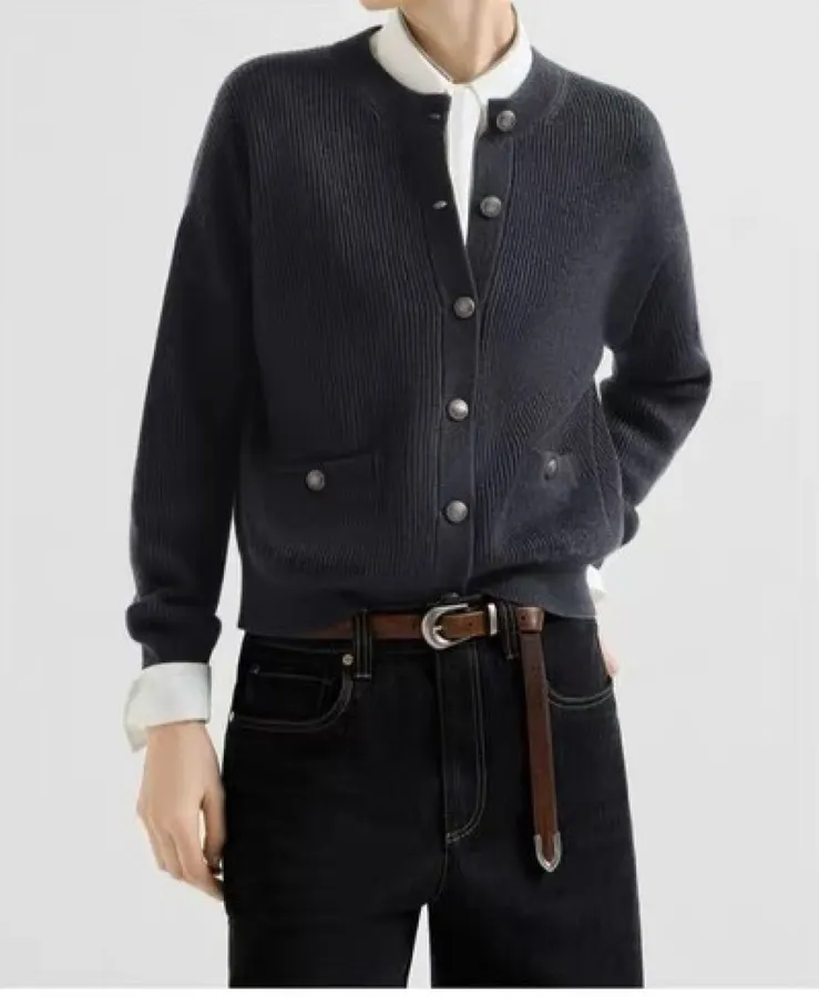 Cardigan, Bright Silk Sweater in Navy, product view 16