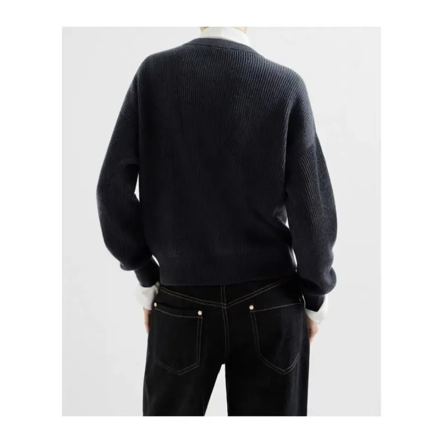 Cardigan, Bright Silk Sweater in Navy, product view 18