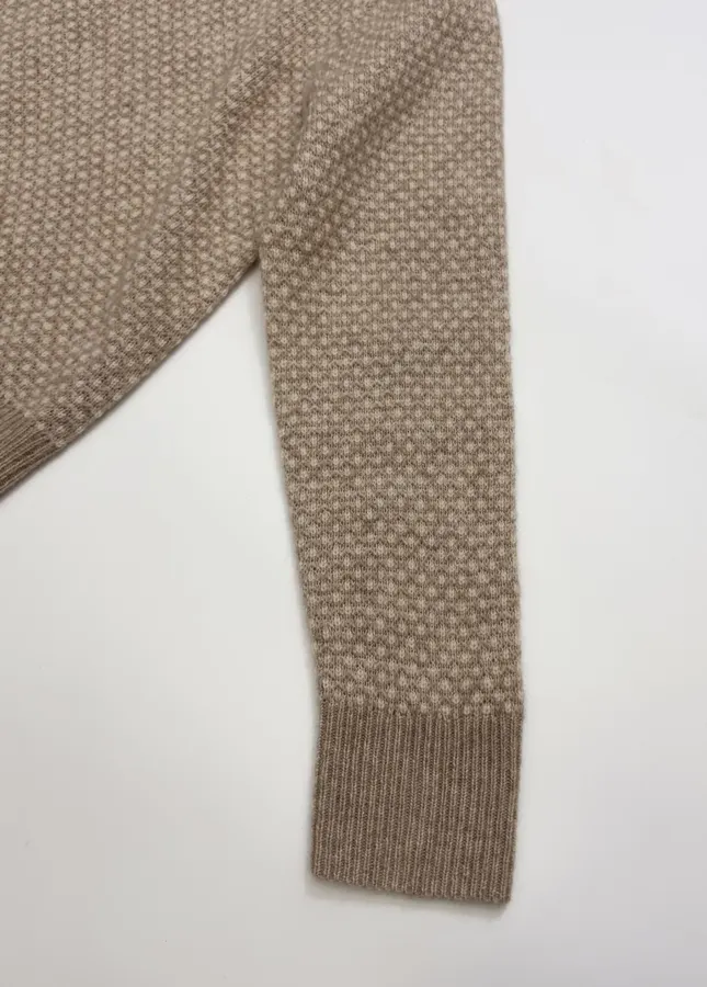 Long-Sleeve Knitted Loose-Fit Top in Taupe, product view 07
