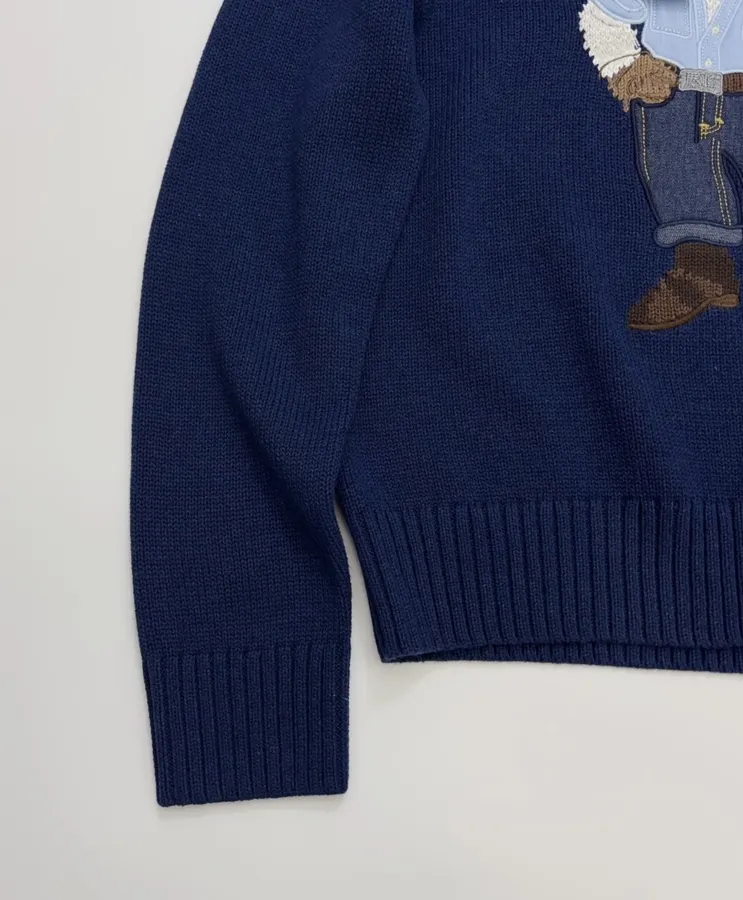 Round-Neck Knitted Long-Sleeve Pullover in Navy, product view 11