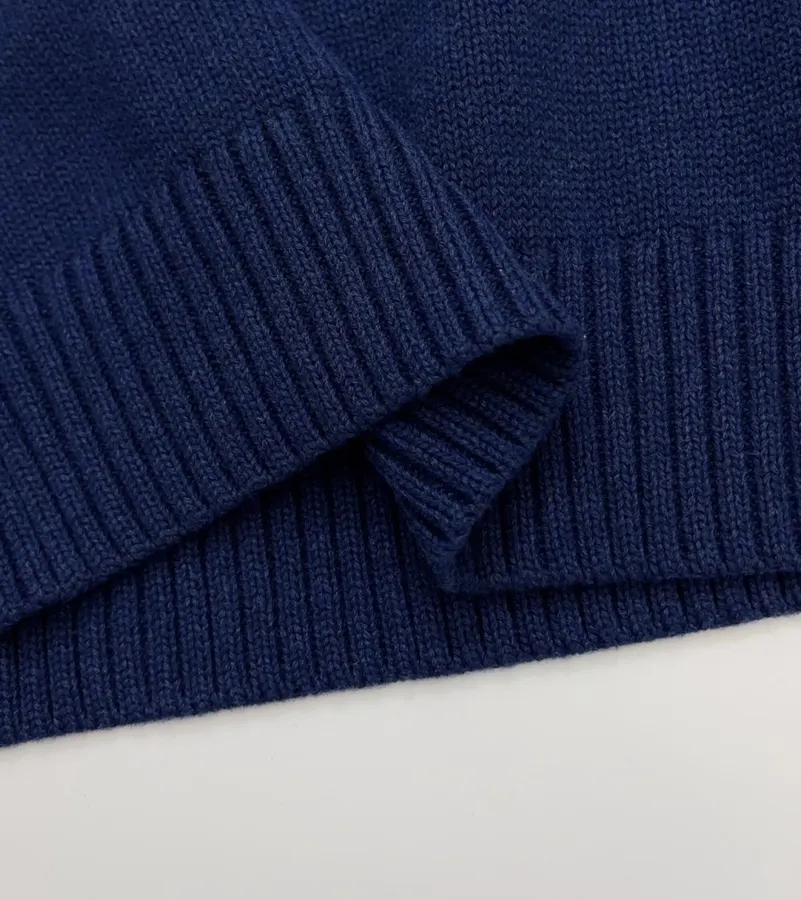Round-Neck Knitted Long-Sleeve Pullover in Navy, product view 13