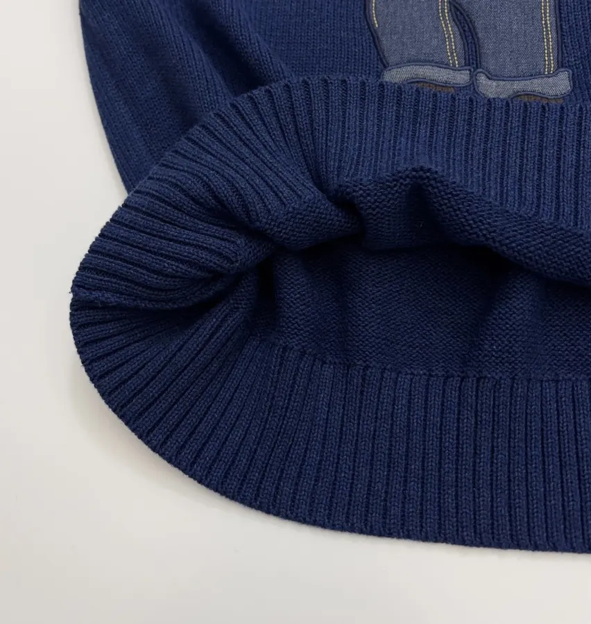 Round-Neck Knitted Long-Sleeve Pullover in Navy, product view 14